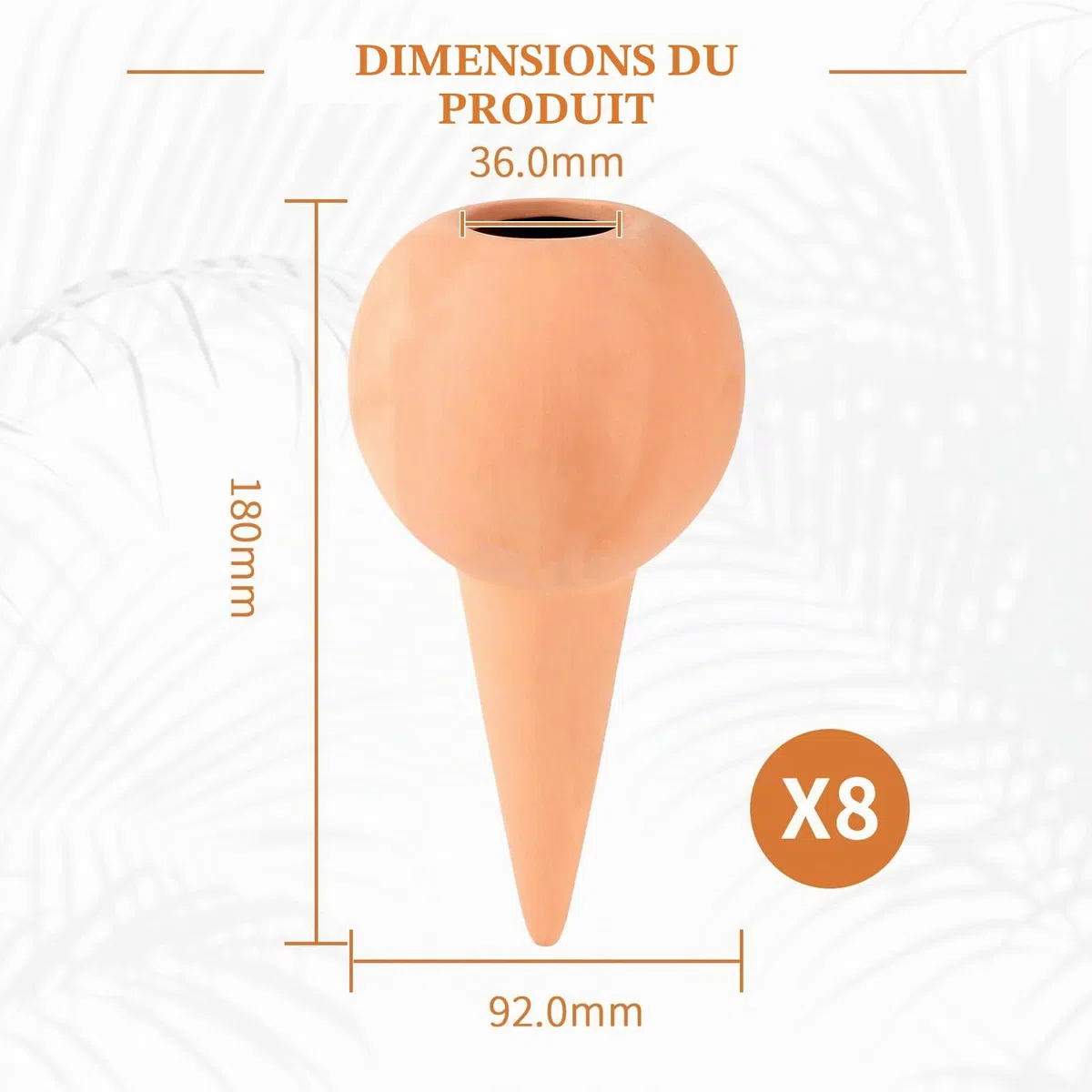 EXLECO 8X 360ml Cône en Argile Goutte à Goutte Grand Globes D'arrosage en Céramique Arrosage Bouteille Automatique Terre Cuite pour Arroser Distributeur d'eau pour Plantes Terracotta Watering Pots