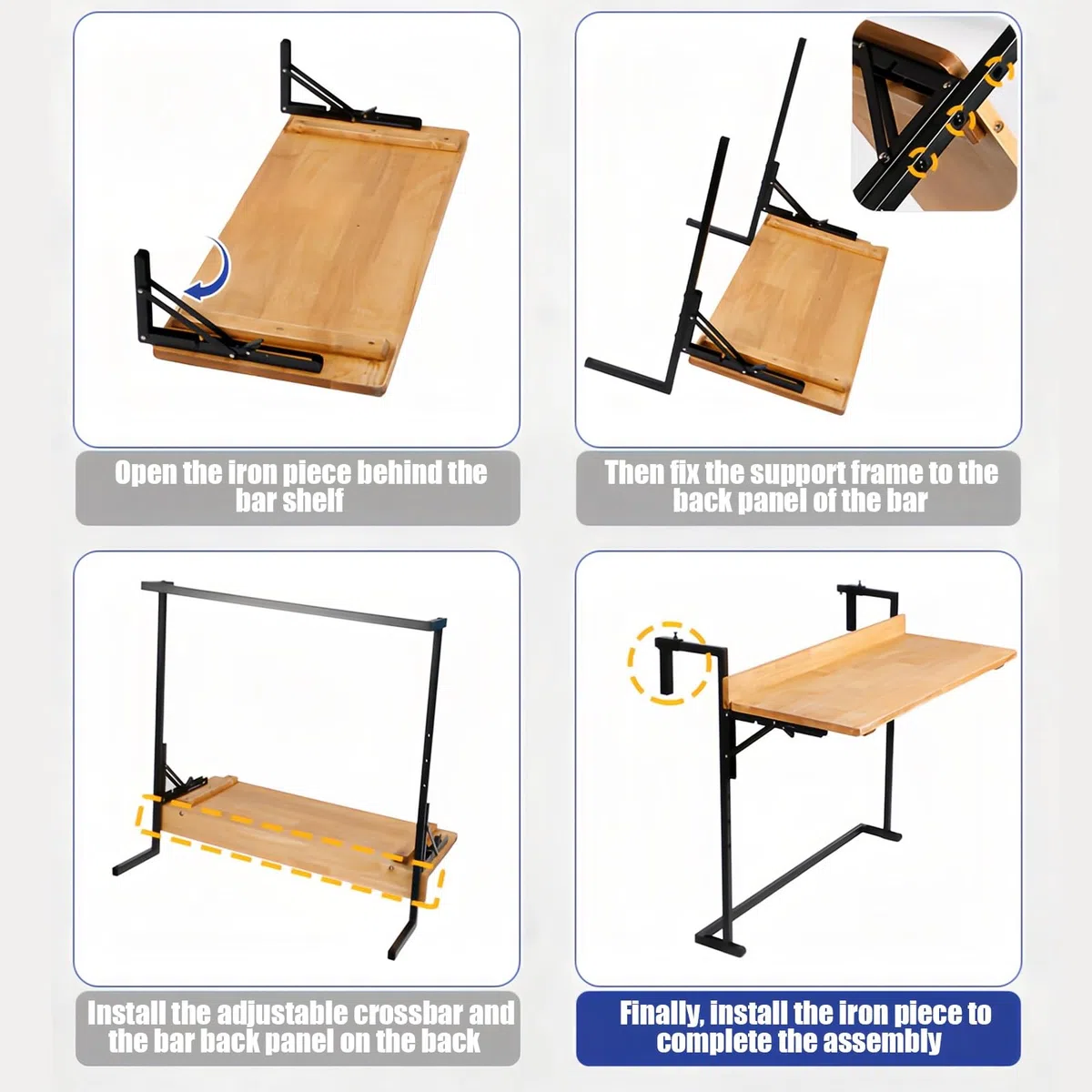 Table et Balcon Suspendue, Balustrade Terrasse, Bar pour Balcon, Installation Facile, Table Pliante Réglable en Hauteur(38 * 90cm/15 * 35.4inch)