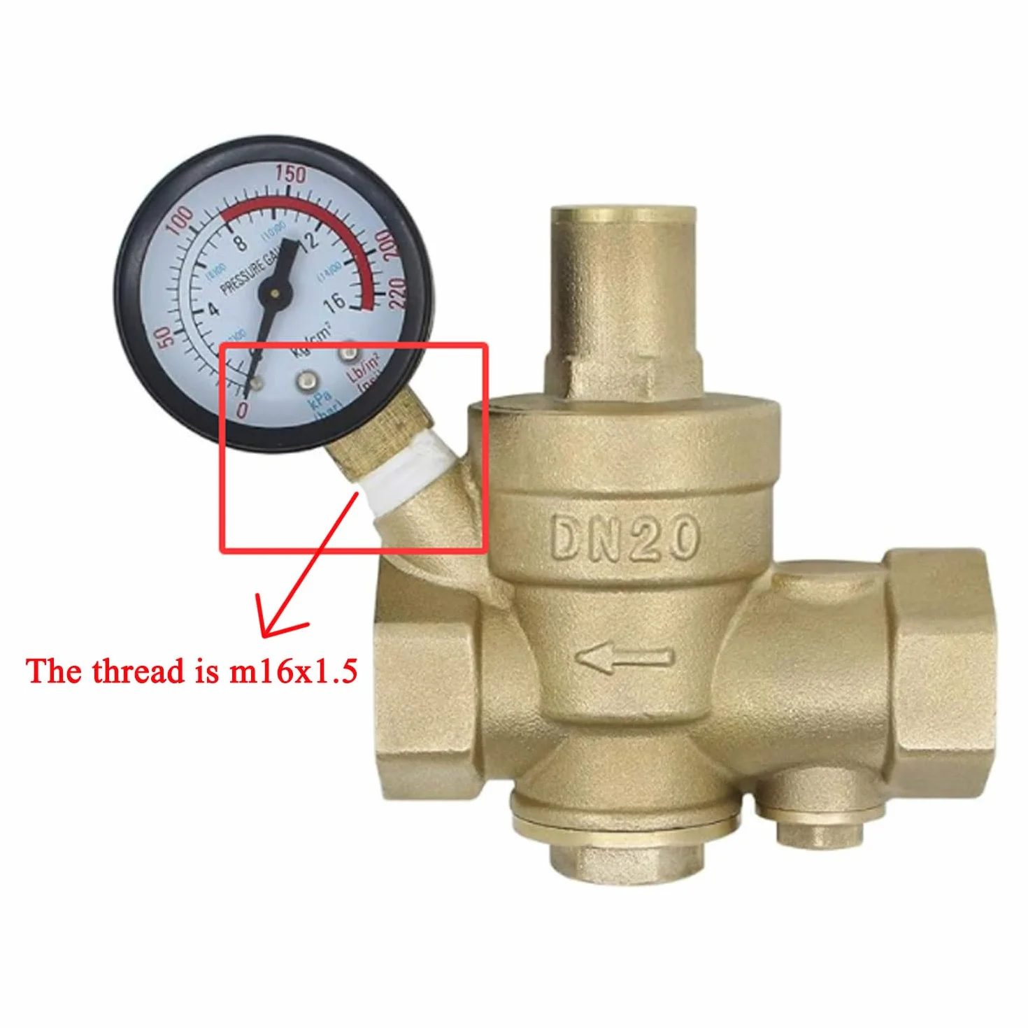 Regulateur de pression eau avec filtre remplaçable 1/2 3/4 1 1-1/4 1-1/2 2 pouce - reducteur de pression d'eau avec manomètre (DN25-1 pouce)
