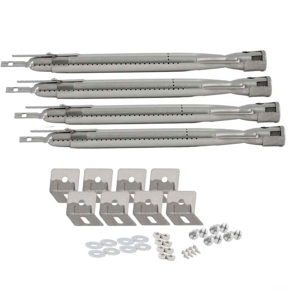 Lot de 4 brûleurs à gaz réglables en acier inoxydable de 35 à 42 cm pour barbecue avec trou de 11 mm