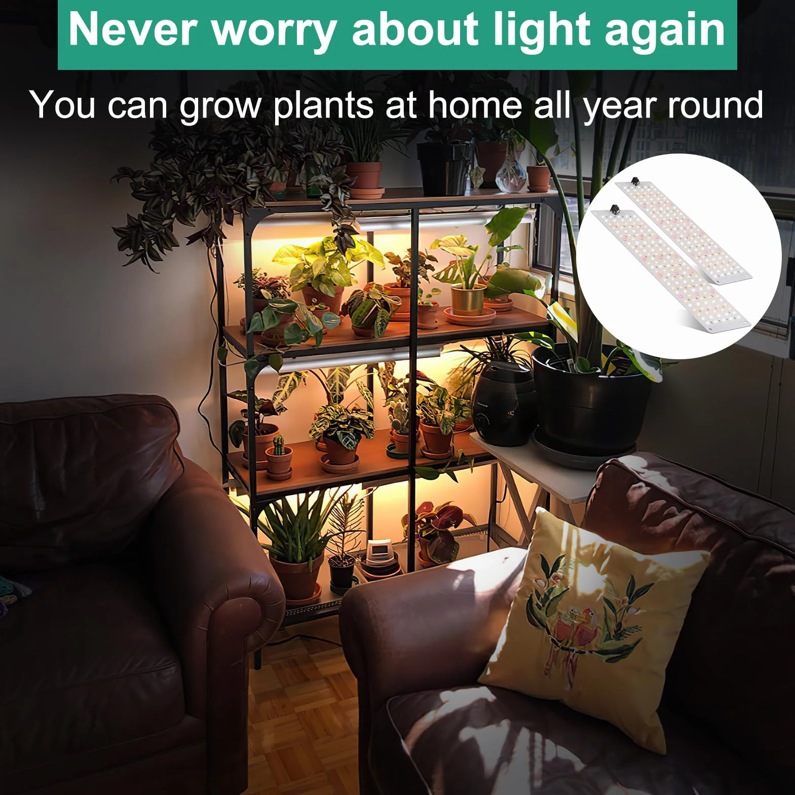 Lampe LED à spectre complet 270 LED pour plantes d'intérieur avec minuterie, 10 types de luminosité