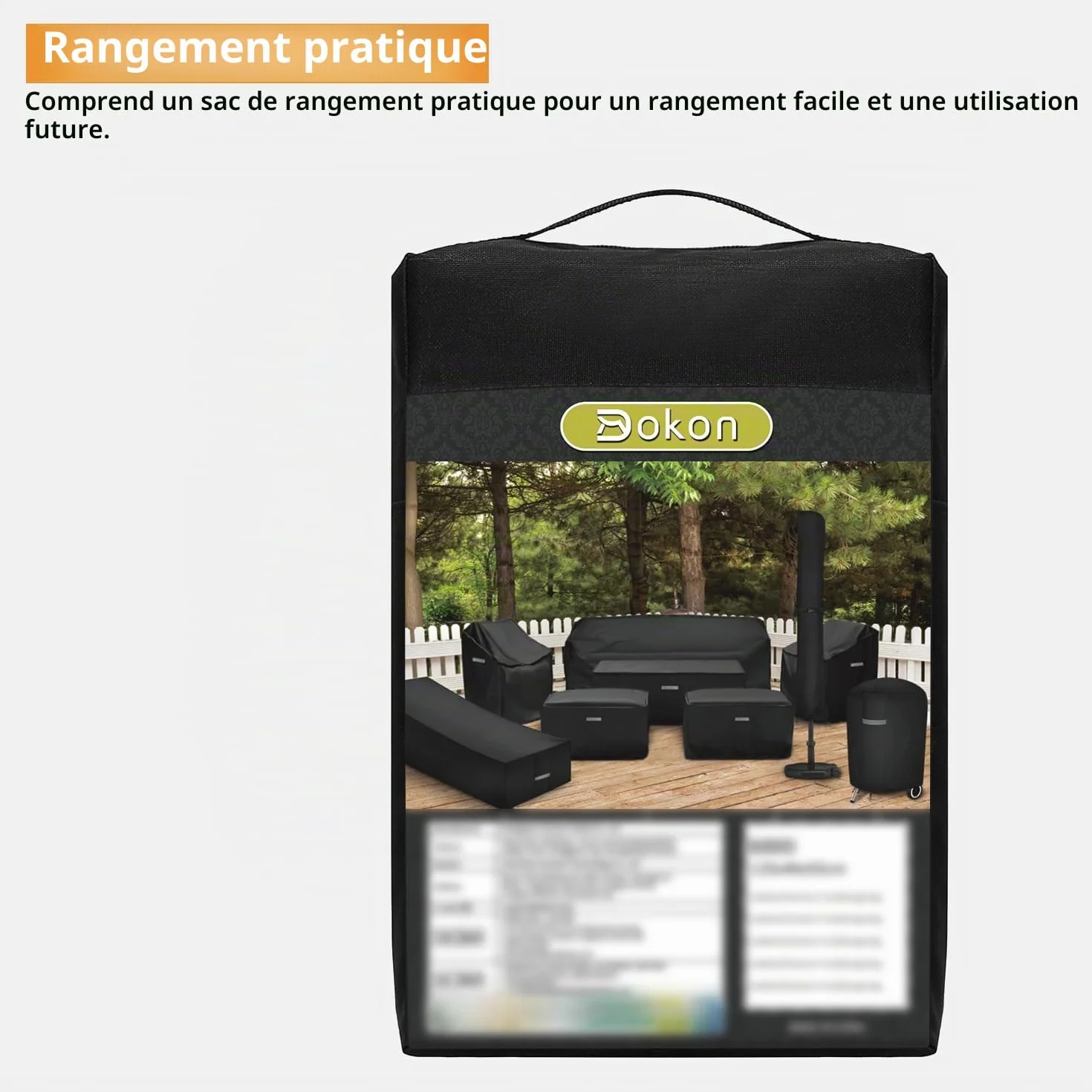 Housse Chaise Longue Jardin Imperméable 420D Oxford Anti-UV Extérieur 200x75x40/70cm Noir