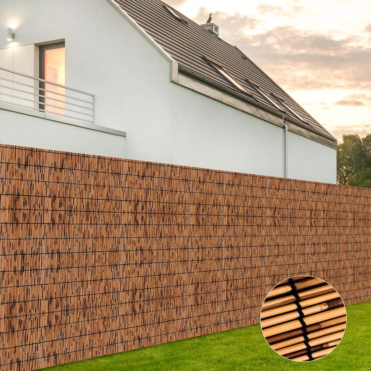 KOIUEYW Canisse en Roseau 90x500cm - Premium Brise Vue Jardin - Canisse Brise Vue Extérieur pour Jardin Terrasse Balcon Clôture Palissade - Marron