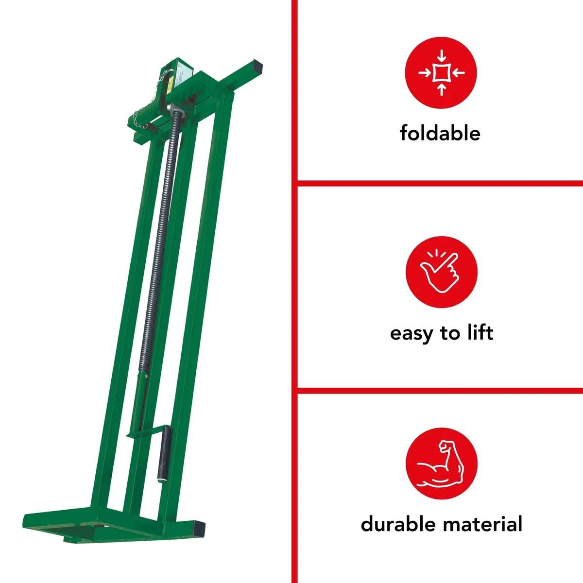 Toolland Lève-Tracteur pour Tondeuse à Gazon, Dispositif de Levage autoporteur, lève Tondeuse télescopique, cric pour Tondeuse autoporteur, manivelle, inclinable, Hauteur 79 cm, Vert, 400 kg