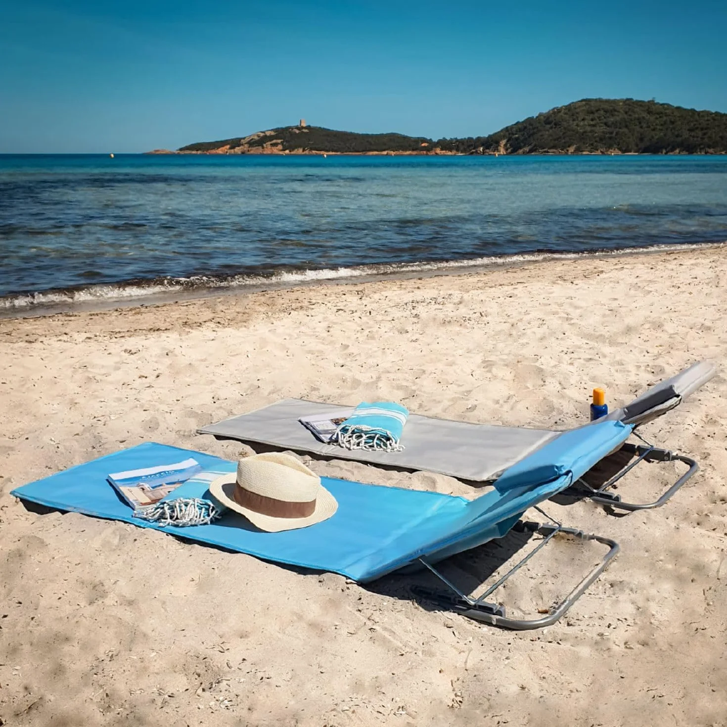 Matelas de Plage avec Dossier inclinable et Sac de Transport
