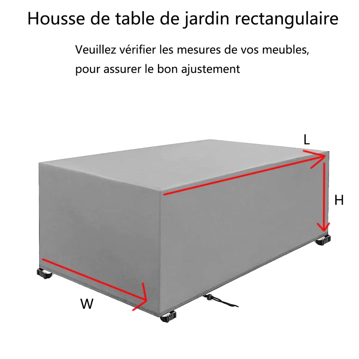 Housse Salon de Jardin 220x120x75cm Gris Argent 420D Oxford Résistant À La Déchirure pour Anti-UV étanche avec Boucle Verrouillage Différentes Tailles Rectangulaire Housse de Meubles