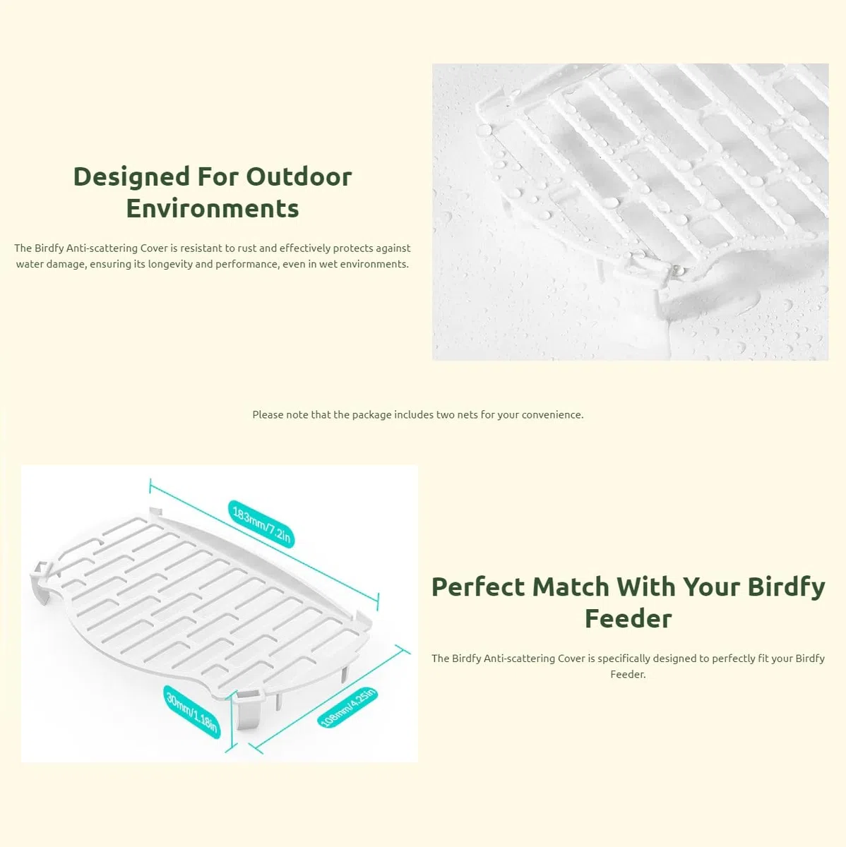 Netvue by Birdfy Couvercle Anti-Diffusion pour caméra mangeoire à Oiseaux, Lot de 2 Protections Durable, Couvercle Anti-Diffusion pour Conserver Les graines d'oiseaux, Facile à Installer et à Nettoyer