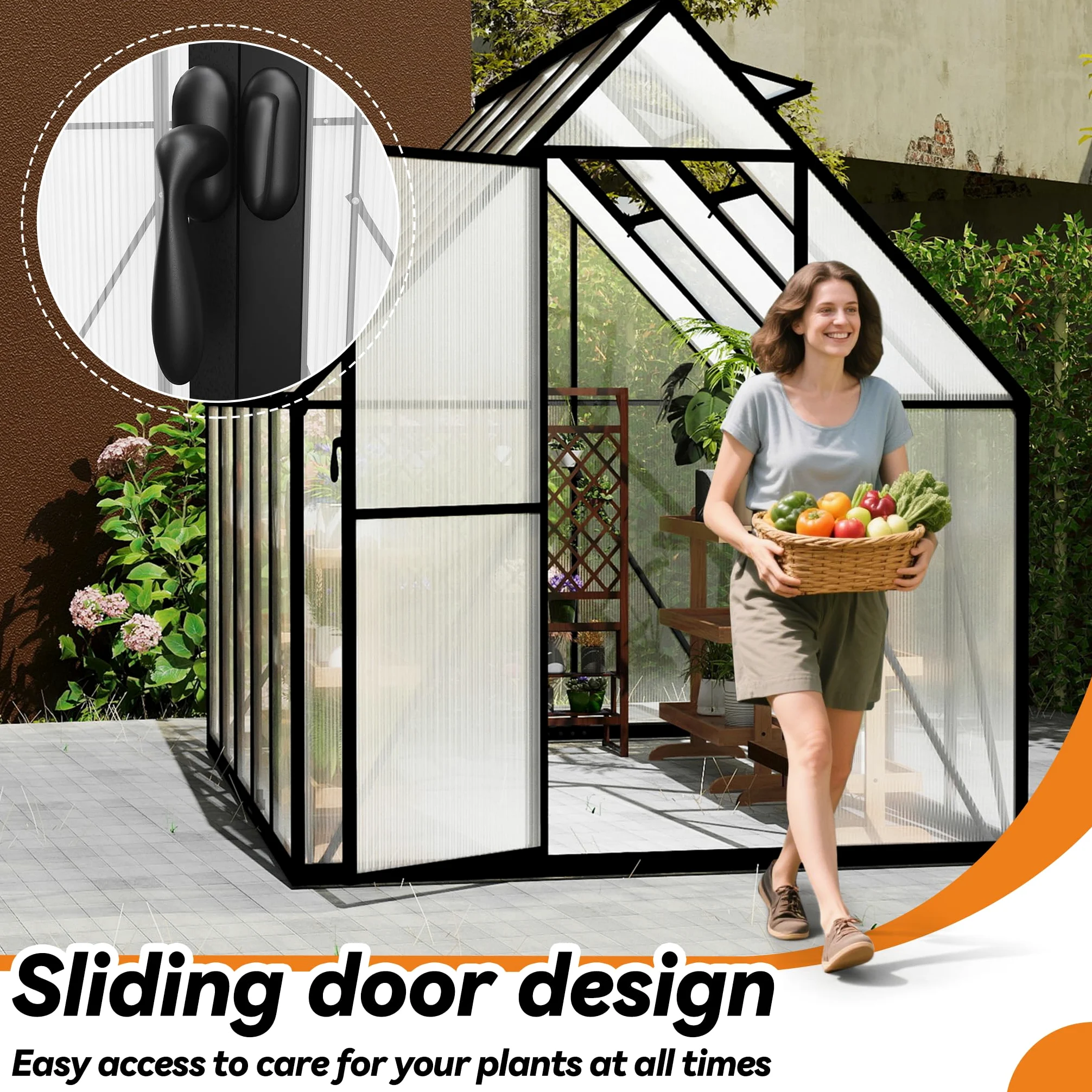 Froadp Serre en aluminium avec fondation 280 x 180 x 195 cm - Plaques creuses en polycarbonate de 4 mm - Résistant aux intempéries - Serre à tomates avec fenêtres - Pour jardin et élevage