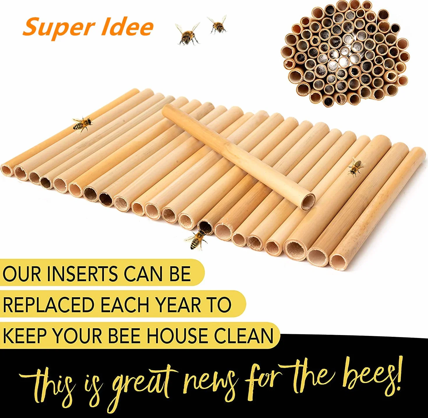 Lot de 100 tubes de roseau 15 cm pour hôtel à insectes imperméable