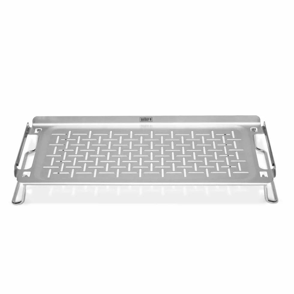 Weber Grille de Maintien au Chaud (42 x 20cm), pour plaques Placha, en Acier Inoxydable, Pieds pliants, Compatible Lave-Vaisselle, idéal pour Maintenir Les Aliments au Chaud - Argent (6784)