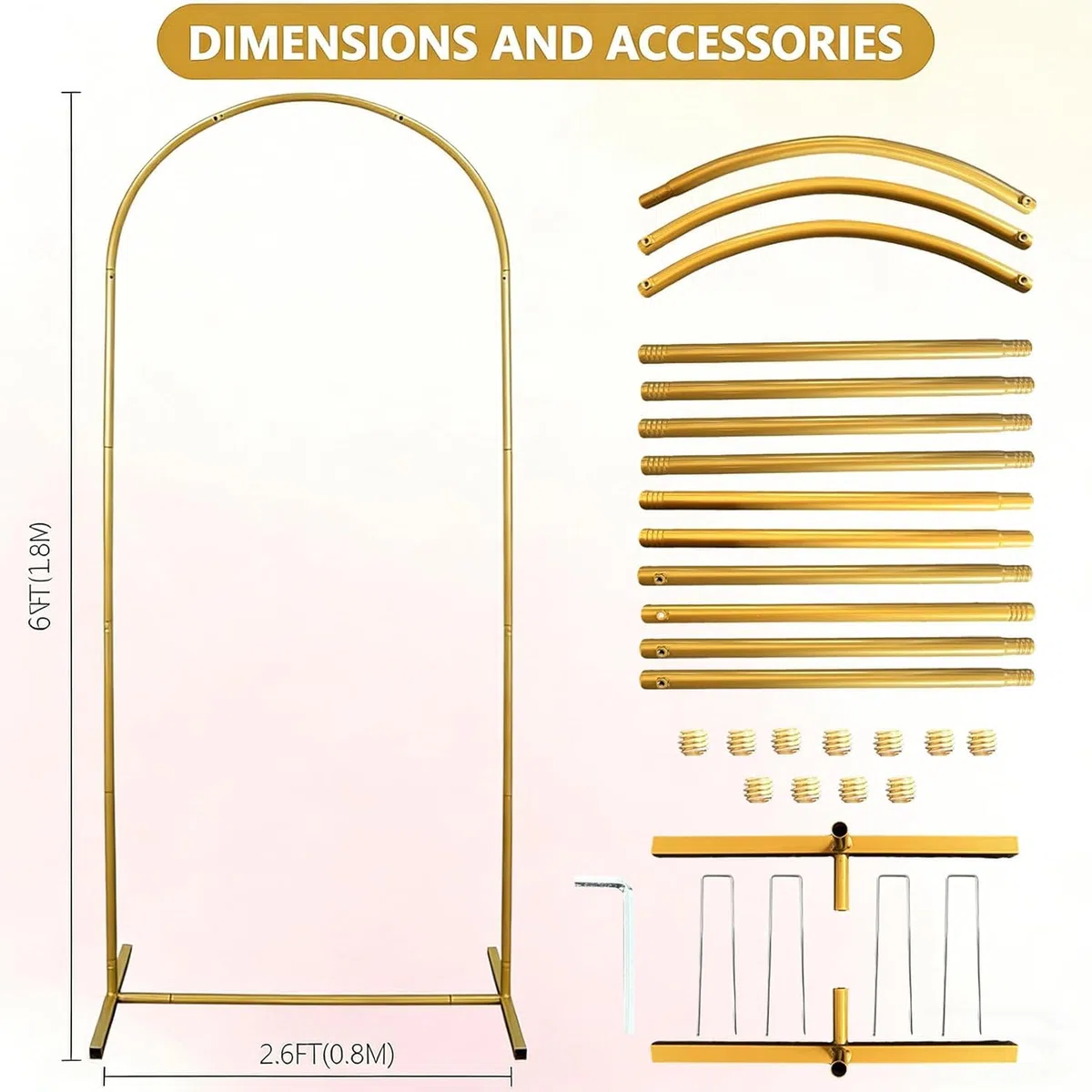 Support d'arche de Mariage de 1,8m, Cadre d'arrière-Plan arqué en métal pour Anniversaire, Mariage, Remise de diplôme, fête, célébration d'anniversaire Décoration d'arrière-Plan en Studio