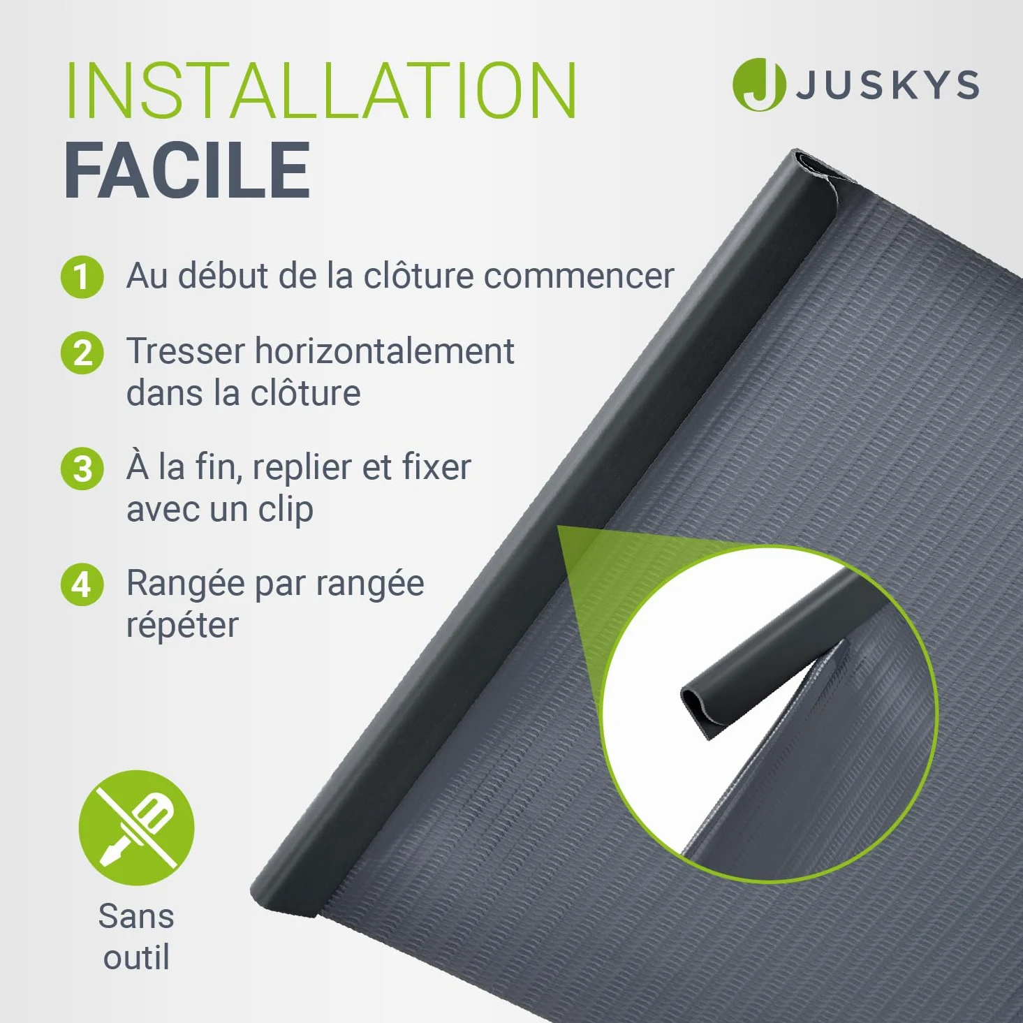 Juskys Rouleaux brise-vue en PVC pour clôtures à barreaux doubles - 2 rouleaux de 35 m, 60 clips de fixation - film anti-regards pour clôture protection visuelle protection contre le vent - anthracite