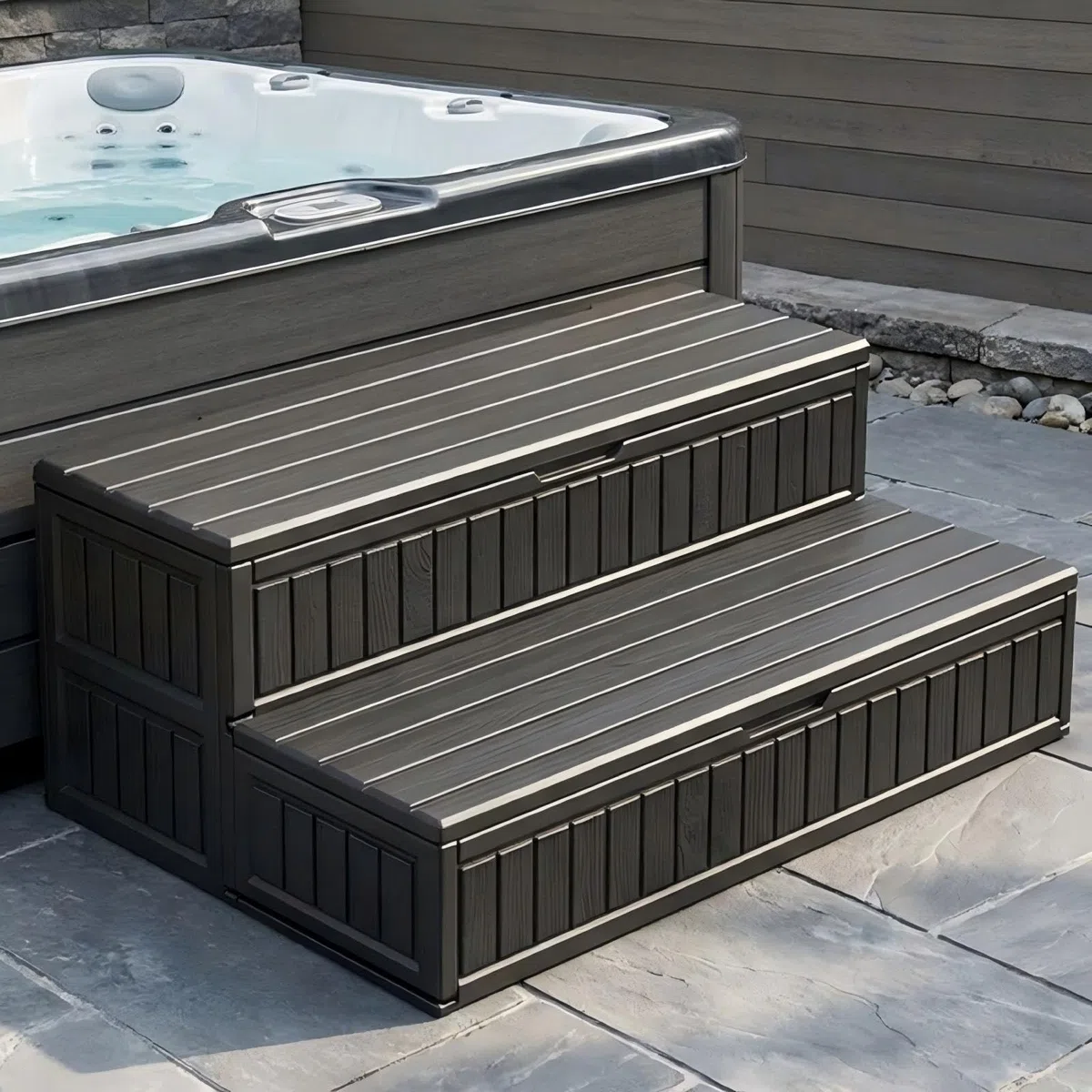 Marches pour Spa avec Rangement, 91cm, Imperméables et Antidérapantes, Escaliers Robustes