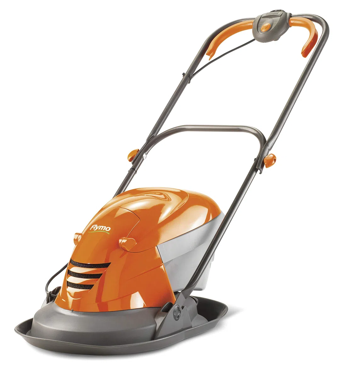 Flymo Hover Vac 260 Tondeuse électrique sur coussin d'air avec bac de ramassage – 1 400 W, largeur de coupe de 26 cm, Bac de ramassage de 15 l, poignées ambidextres, guidon repliable