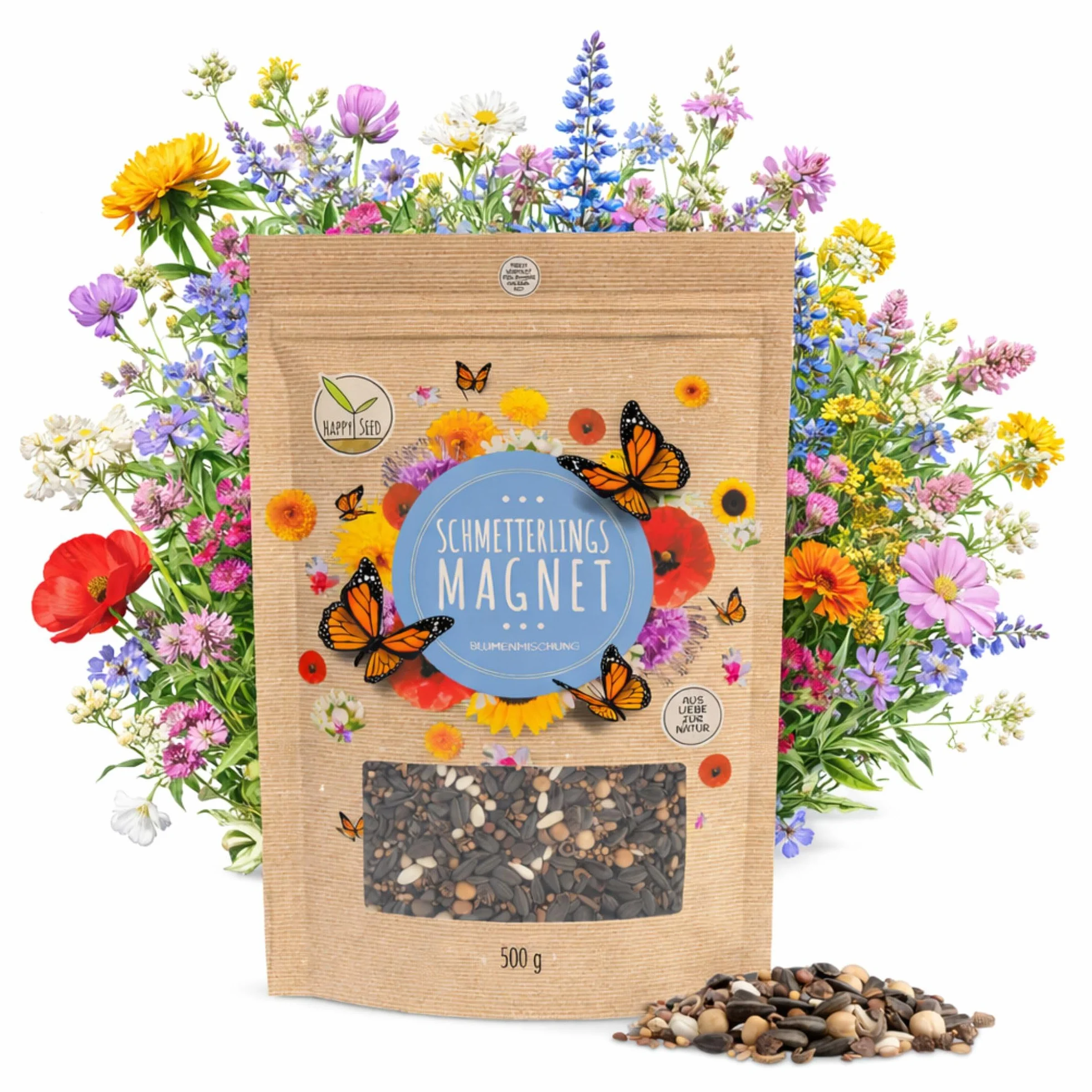 Graines de prairie à papillons 500 g - Mélange de fleurs sauvages riches en nectar