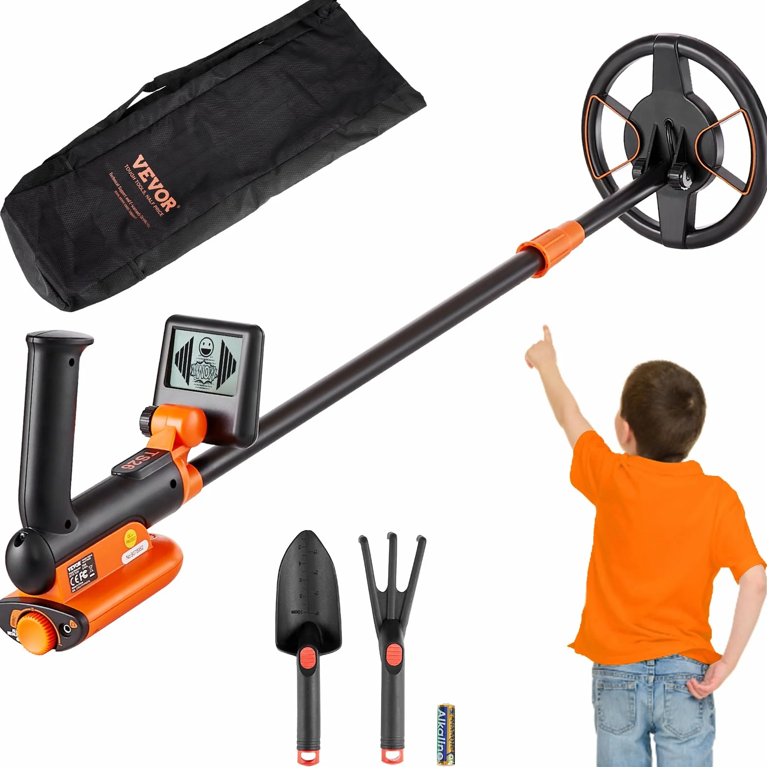 VEVOR Détecteur de Métaux pour Enfants 15,2 cm Détecteur de Métaux Professionnel Réglable Bobine de Recherche Étanche IP68 Écran LCD Puce DSP Avancée Léger pour Juniors Recherche Pièces d'or Trésors