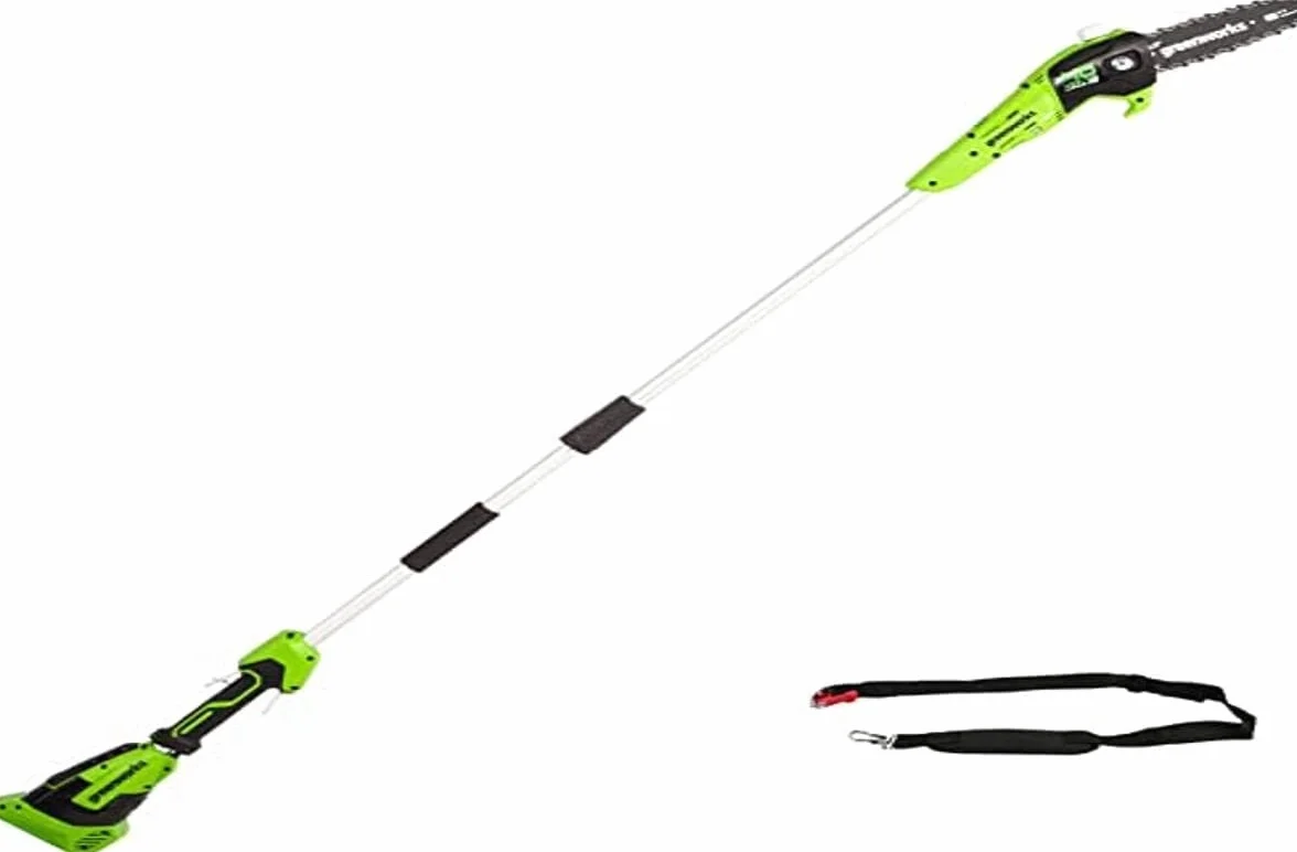 Greenworks G40PSF Élagueuse sur perche, Longueur des barres 8-Pouces (20 cm), Vitesse 8 m/s, 3,64 kg, Graisseur Automatique, Portée 2.58 m SANS Batterie 40V Ni Chargeur, Garantie 3 Ans