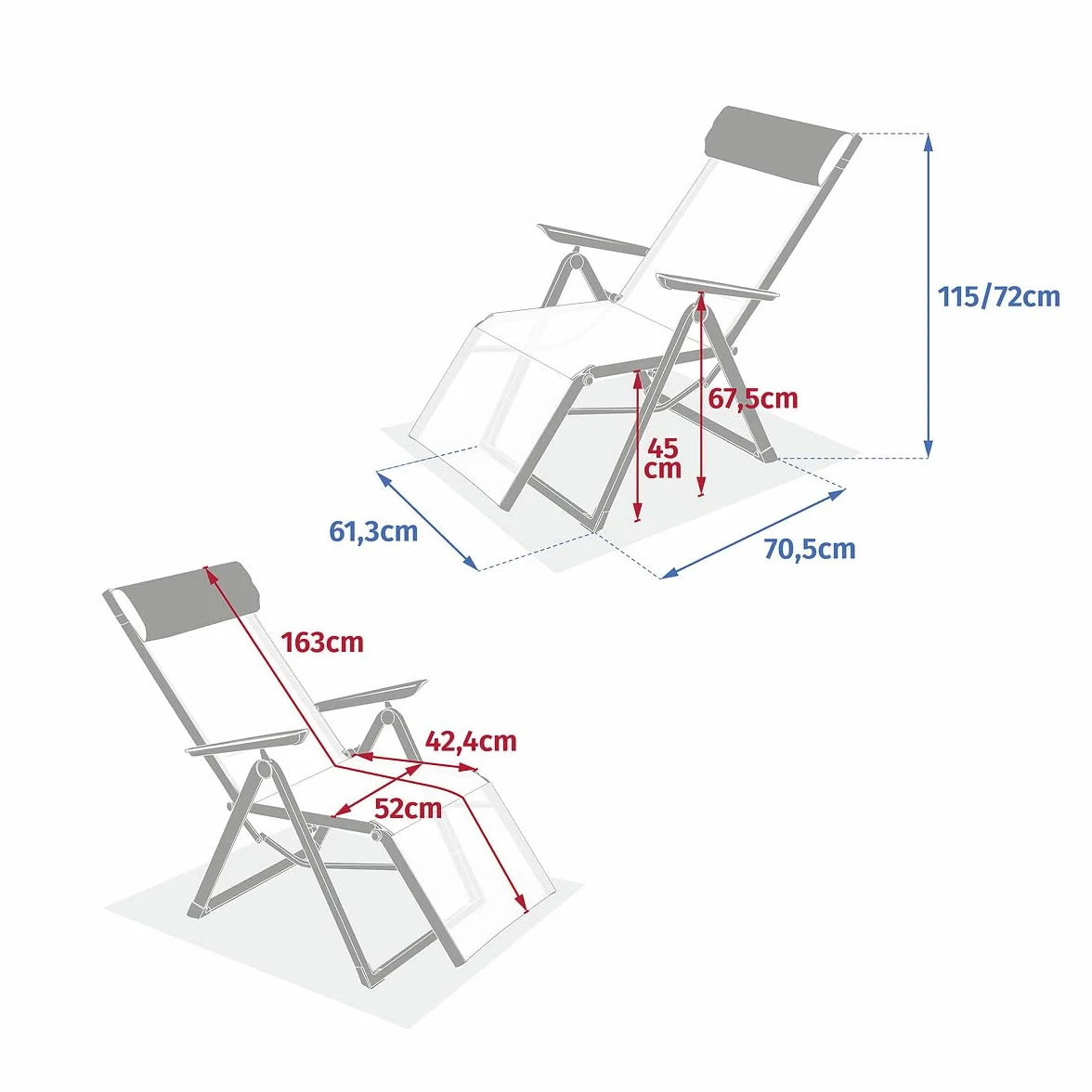 Hespéride - Fauteuil de Jardin inclinable Decima Vert Olive et Vert Laurier 8 Positions en Aluminium et texaline
