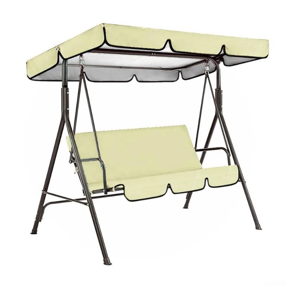 Kit de rechange pour balancelle 3 places avec toit et coussin de siège réglables - Pour balancelle de jardin - 3 housses de siège et housse de protection - Beige - 164 x 114 x 15 cm