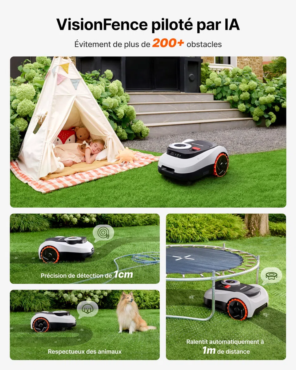 Segway Navimow i208 LiDAR Robot Tondeuse pour 800m² avec Garage M, pentes de 45%, LiDAR à Semi-conducteurs et Vision, cartographie Automatique, sans Fil, sans antenne, 4G intégré (expédié séparément)
