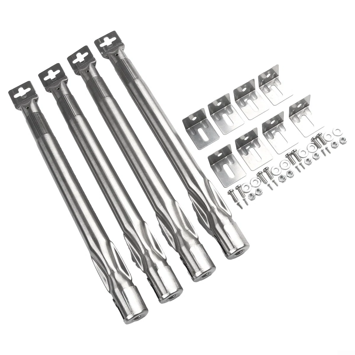 Lot de 4 brûleurs à gaz réglables en acier inoxydable de 35 à 42 cm pour barbecue avec trou de 11 mm