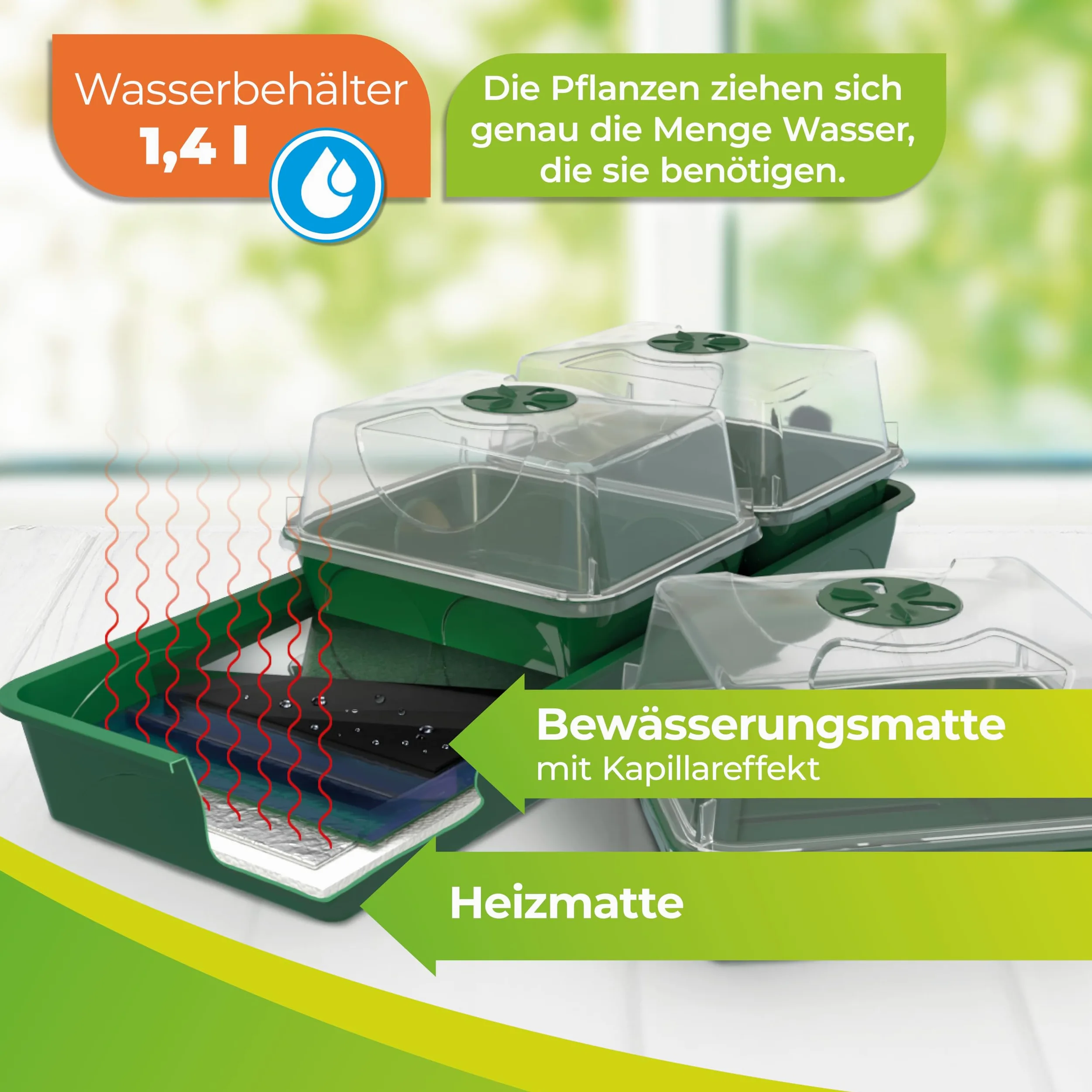 Bio Green HOL 3 Hollandia Serre D'intérieur Chauffée avec Réservoir d'eau