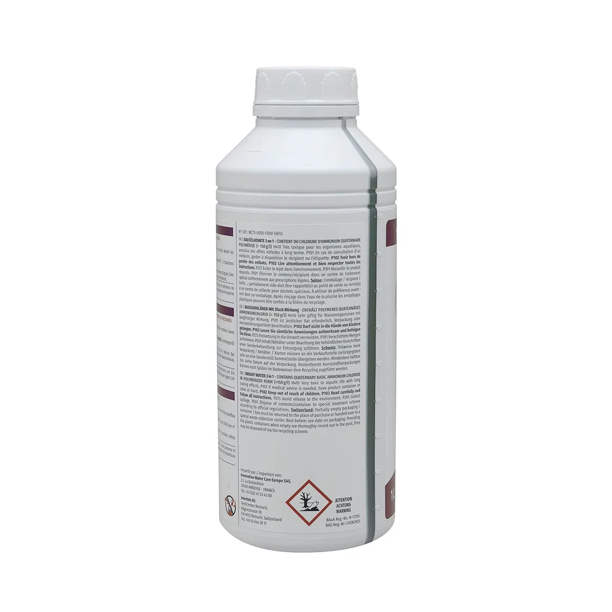 HTH Spa Eau ECLATANTE 3 en 1 Liquide - 1L | Clarifiant - Non moussant + 10 Tests HPS OFFERTS 6 en 1