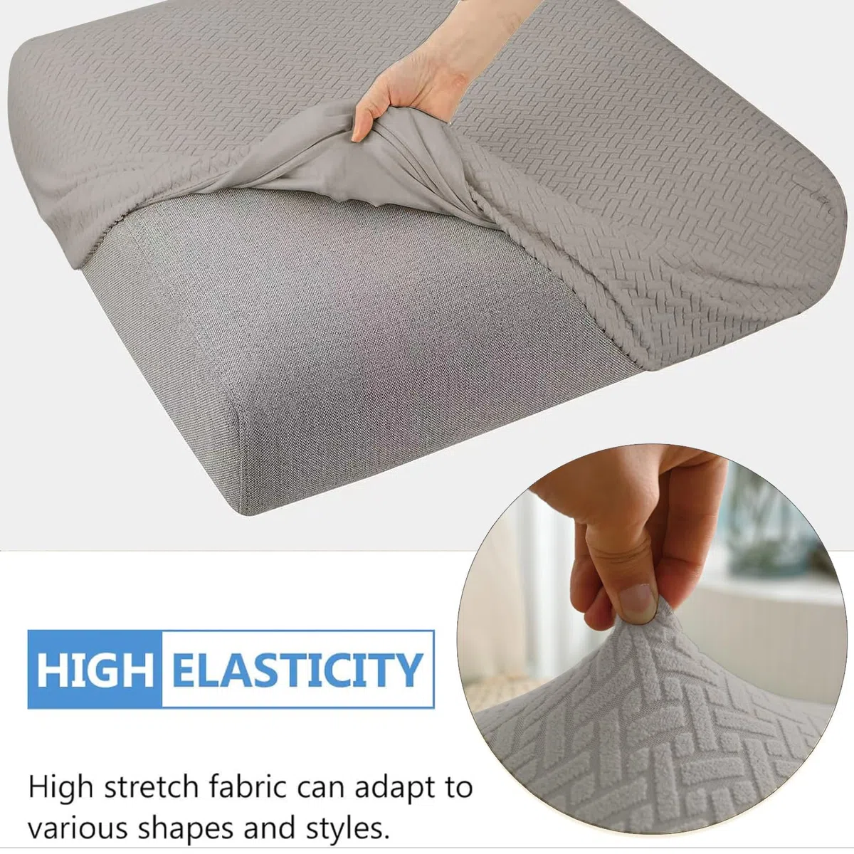 Housse de coussin de canapé imperméable et lavable, en tissu jacquard épais, avec fond élastique