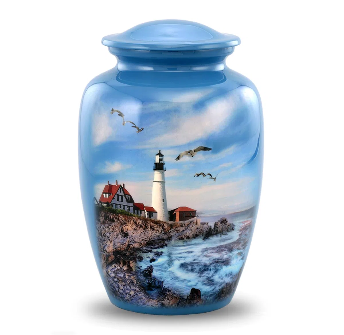 Urne funéraire en forme de phare de Portland – Urne funéraire pour adultes pour hommes et femmes – Urnes funéraires et commémoratives pour cendres humaines pesant jusqu'à 95,3 kg avec sac en velours
