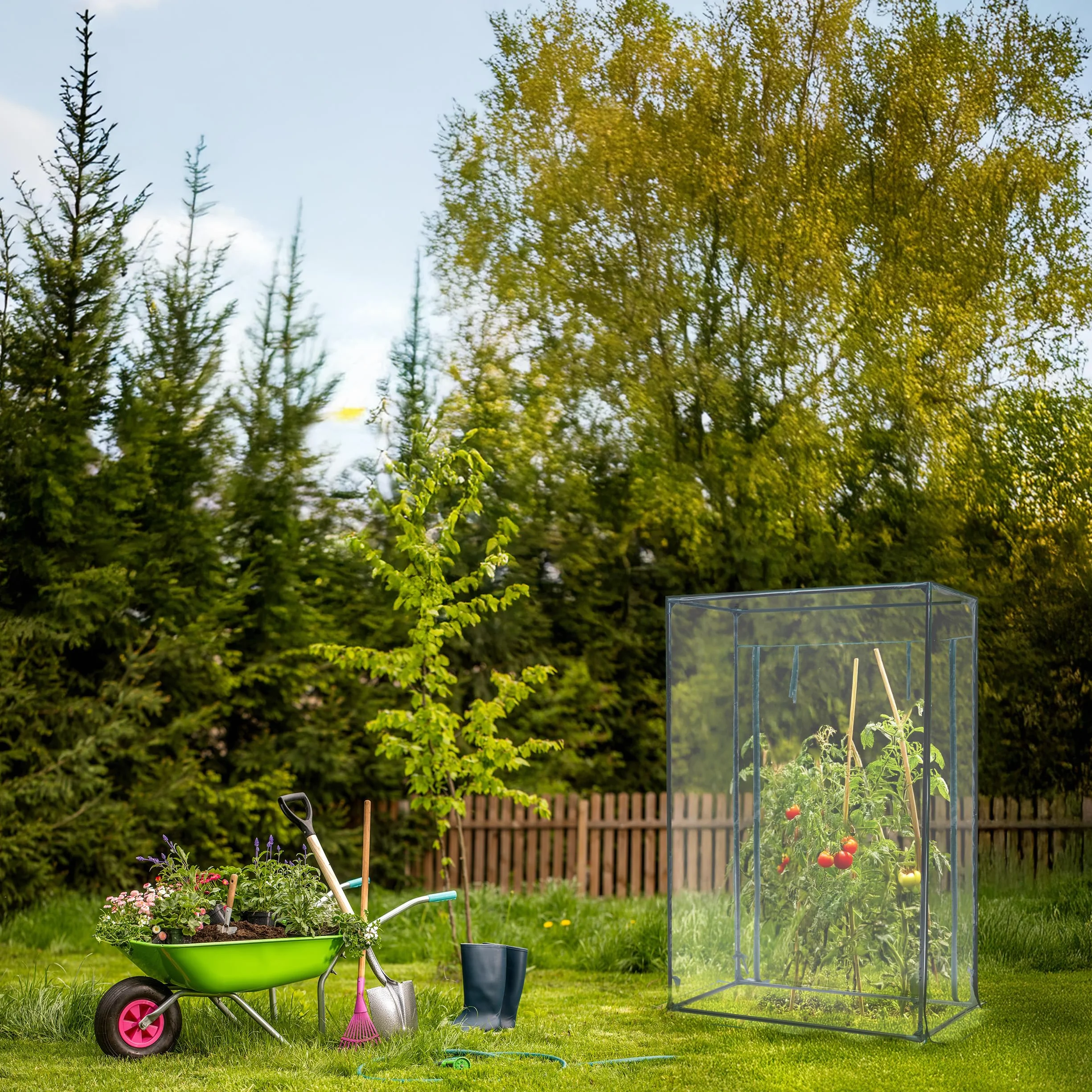 KANWOD Serre de Jardin 150×100×50 cm Film 140 g/m² Porte Enroulable Transparent