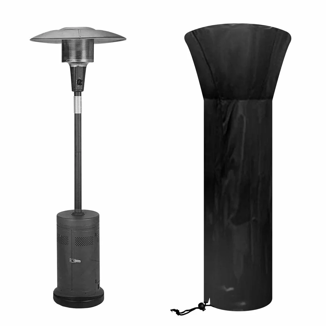 Housse de chauffage extérieur en tissu Oxford 210D imperméable coupe-vent protection UV noire 226 x 85 x 48 cm
