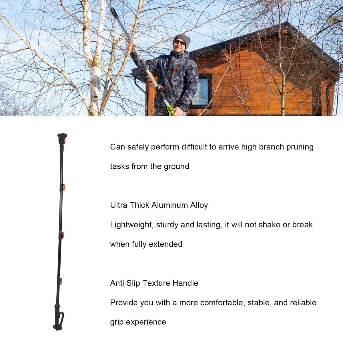 Perche télescopique pour sécateur sans fil, tronçonneuse et élagueur de hautes branches – Perche réglable en aluminium compatible avec les modèles BL1820, BL1830 et BL1840