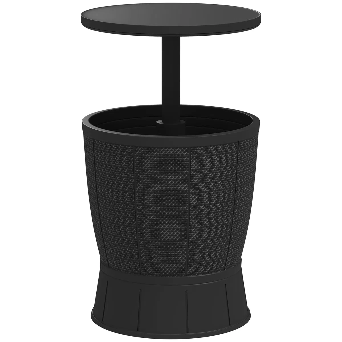 Outsunny Table à glacière 3 en 1, Table de Cocktail avec Seau à Glace, Plateau télescopique, pour bière, vin, Cocktails, Jardin, Ø 49 x 58-84 cm, Noir