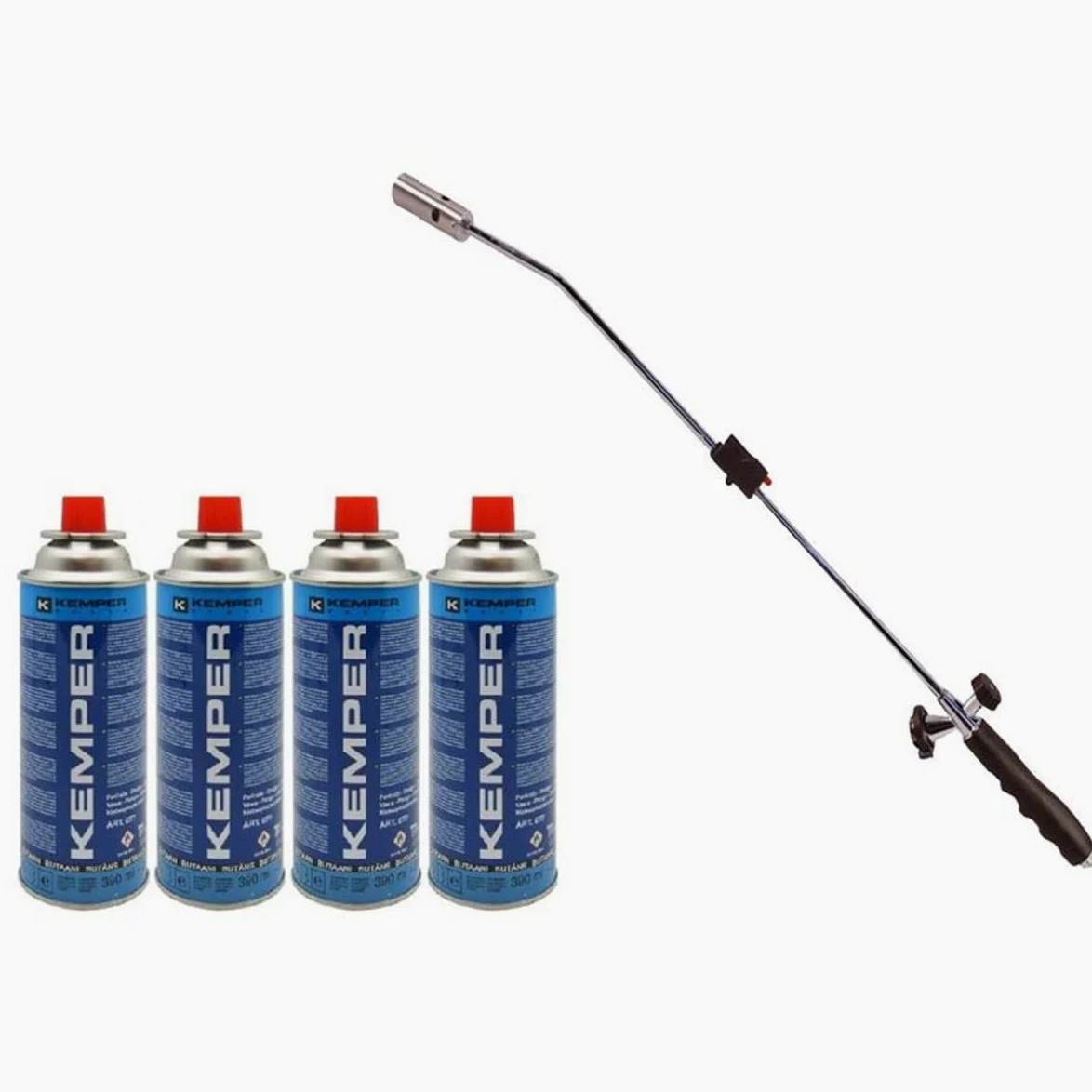 Desherbeur thermique piezo Chalumeau gaz + 4 Recharges gaz KEMPER