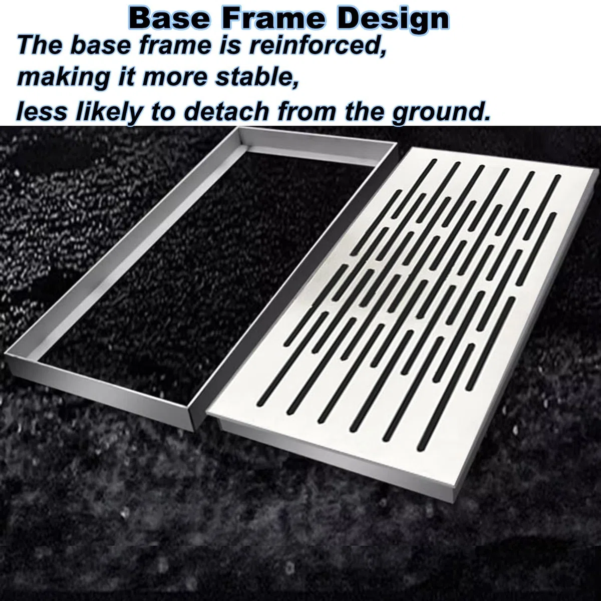 Caniveau Exterieur de Sol en Acier Inoxydable, Grille Caniveau Métallique, Couvercle de Regard Invisible avec Cadre, Convient aux Jardins, Cuisines(40x40x3cm/16x16x1.2in)