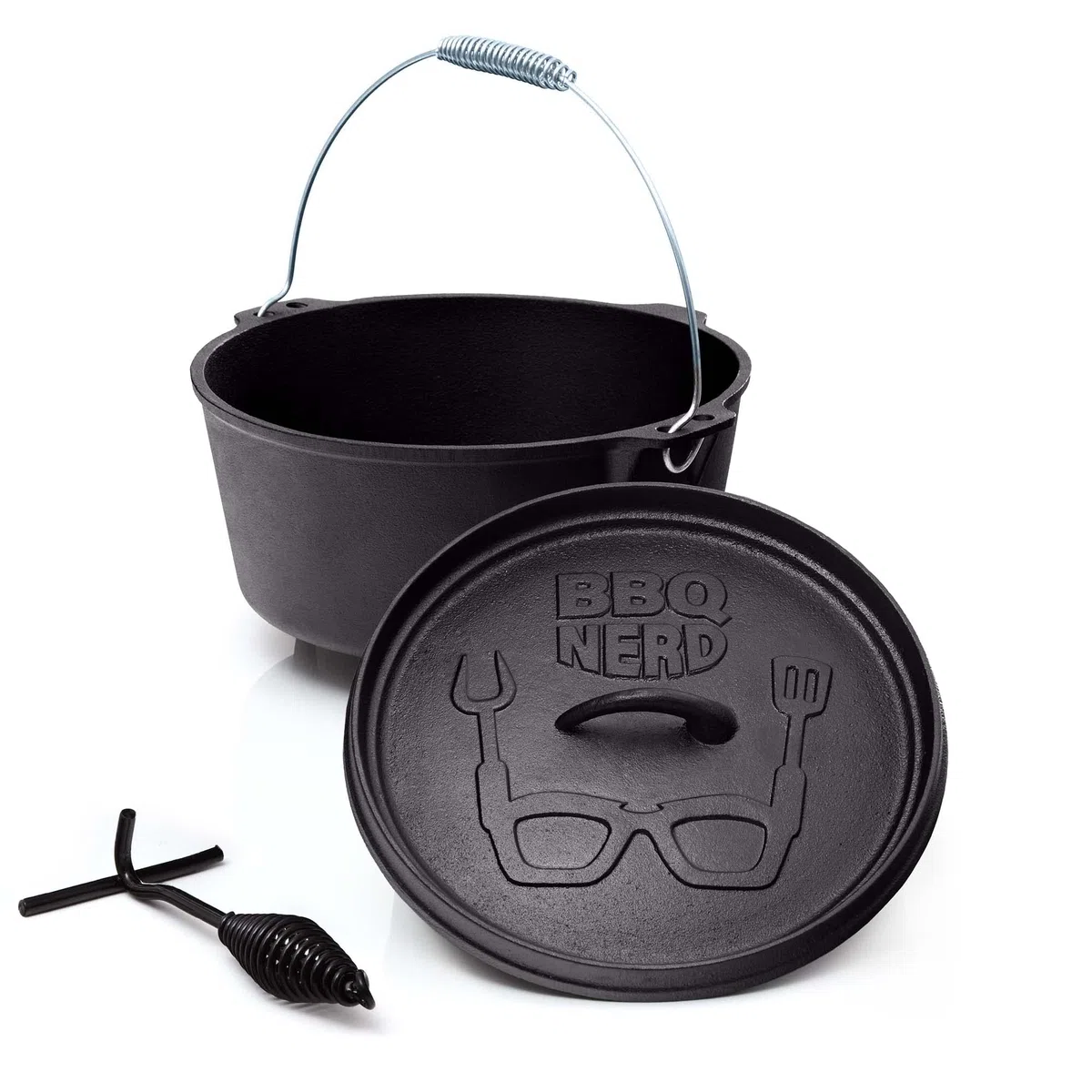 Marmite en fonte Dutch Oven BBQ-Nerd 3,1 l avec pieds déjà brûlé Preseasoned pour camping