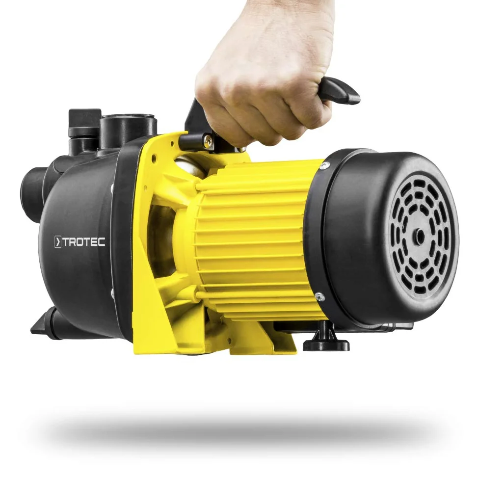 TROTEC TGP 1000 E Pompe de jardin 1000 W, 3300 l/h, hauteur de refoulement 42 m, aspiration 7 m, pour eau claire, citerne, récupérateur d’eau de pluie, bassin et puits