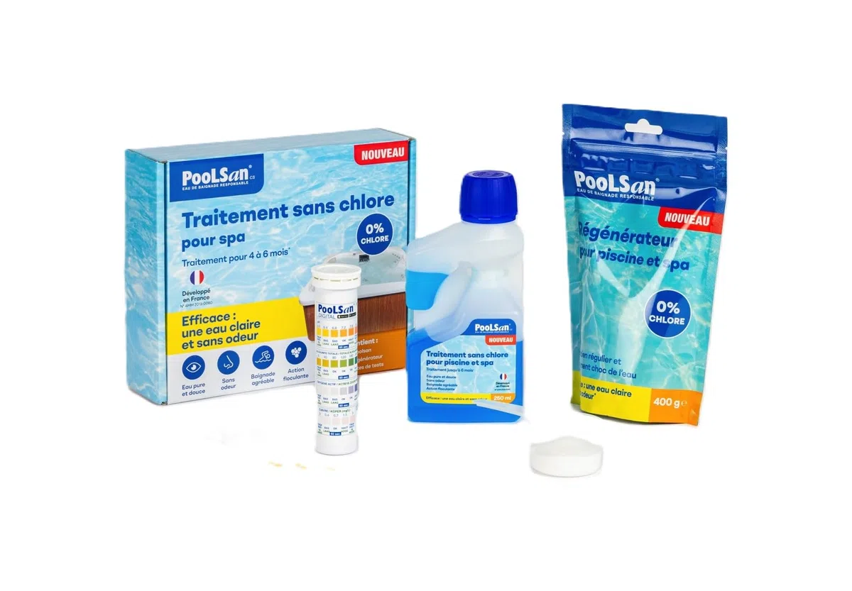 BSI - PooLSan - Spécial Spa - Solution sans Chlore - pour Une Désinfection Totale - Jusqu'à 4 A 6 Mois - Elaboré en Europe