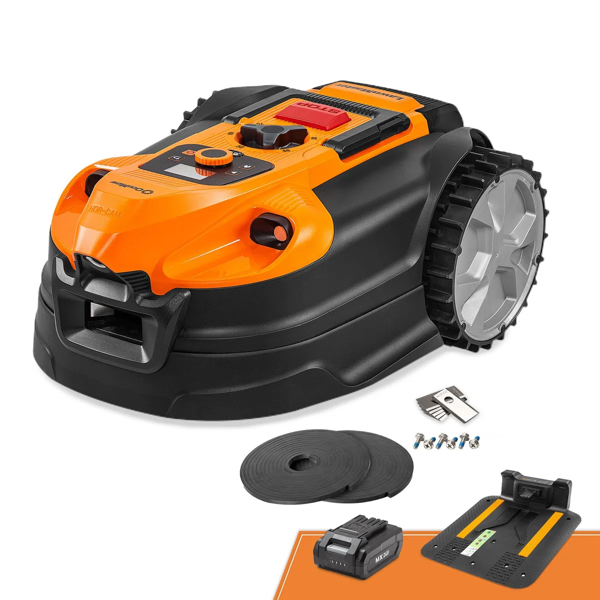 Lawnmaster OcuMow®18 Robot Tondeuse sans Fil 500 m² Navigation Visuelle Évitement Obstacles Station Charge Automatique Zones Interdites