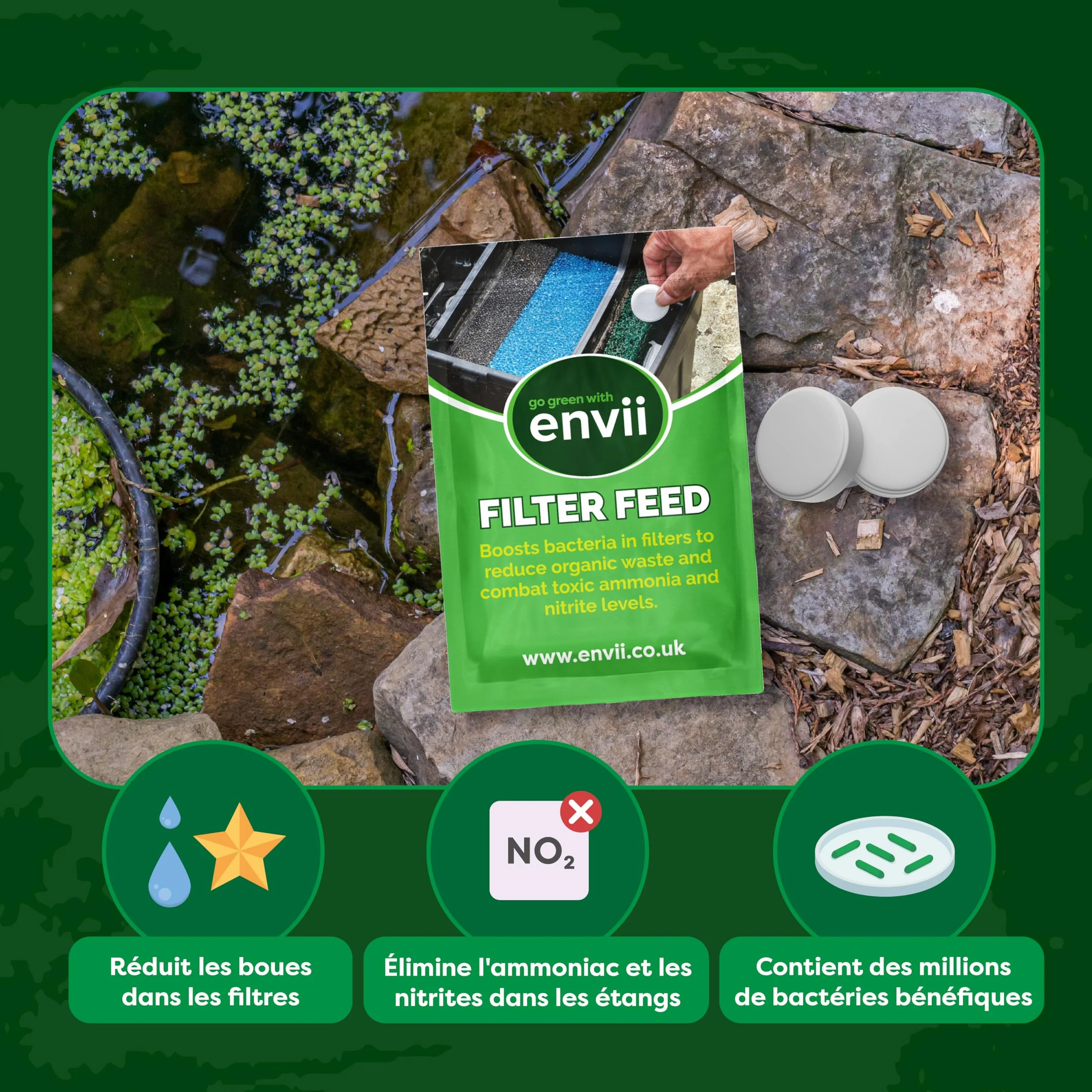 Envii Filter Feed Bactéries pour Filtres Bassin 20 000 litres