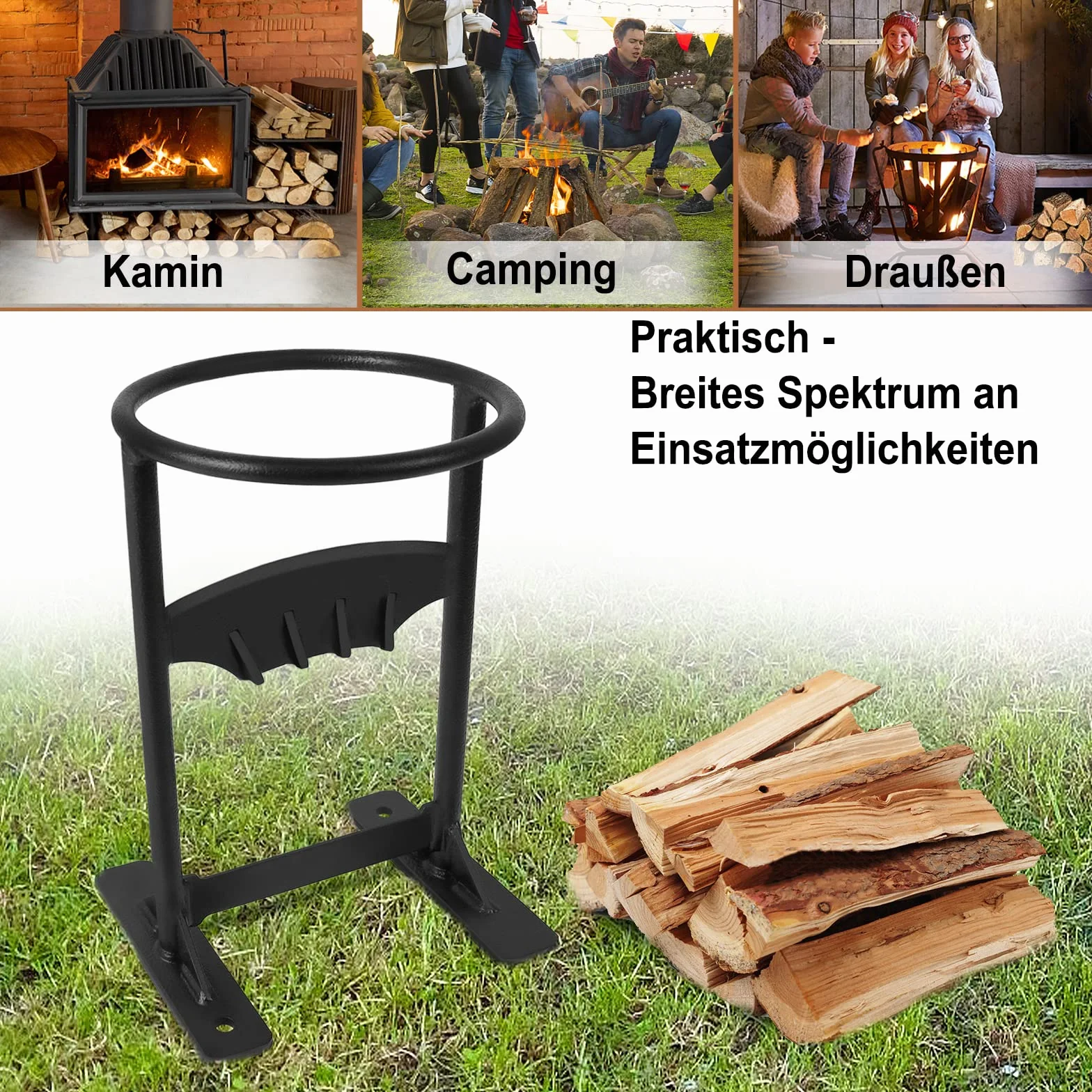 Fendeuse manuelle pour bois de chauffage en fonte, outil de fendage pour camping cheminée maison (type C)