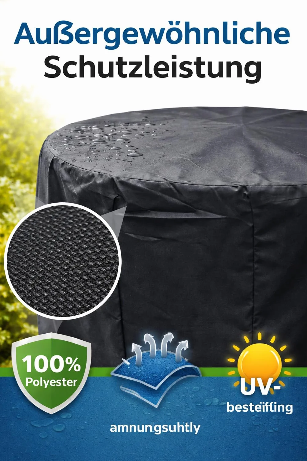 Housse de Barbecue Ronde Polyester Ø90×120 cm Imperméable Anti-UV Anti-poussière