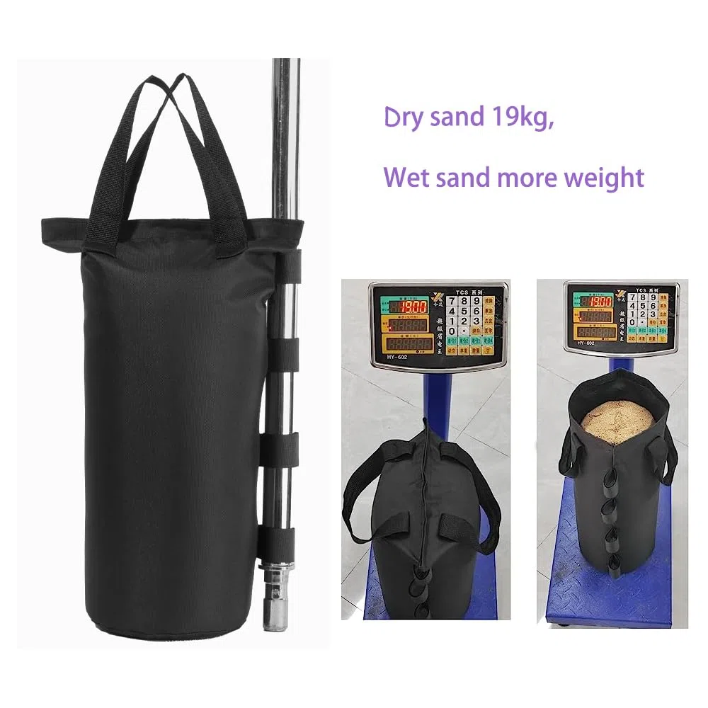 Lot de 4 sacs de lestage, sacs de sable pour tente, parasol de terrasse, meubles d'extérieur (sacs uniquement, sable non compris) (4 pièces de 20 x 50 cm, noir)