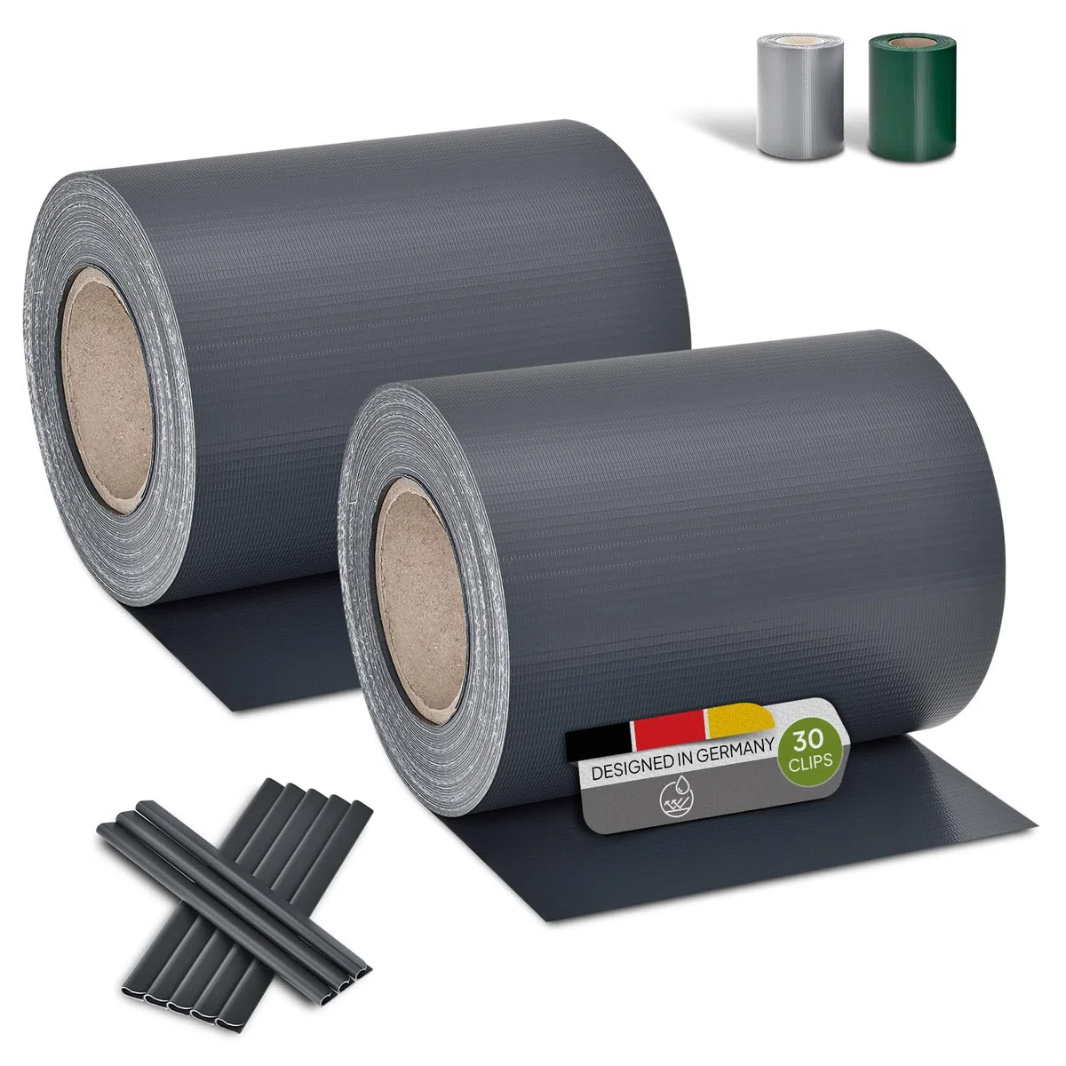 Juskys Rouleaux brise-vue en PVC pour clôtures à barreaux doubles - 2 rouleaux de 35 m, 60 clips de fixation - film anti-regards pour clôture protection visuelle protection contre le vent - anthracite
