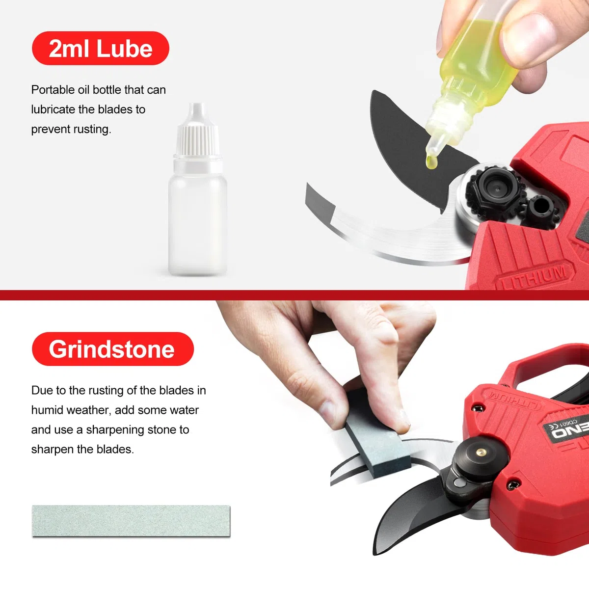 TEENO Sécateur Électrique Sans Fil Brushless 30mm avec écran,2000mAh Batterie,Sécateur Professionnel Lame Convient Pour Les Jardins,Les Branches (deux batterie)