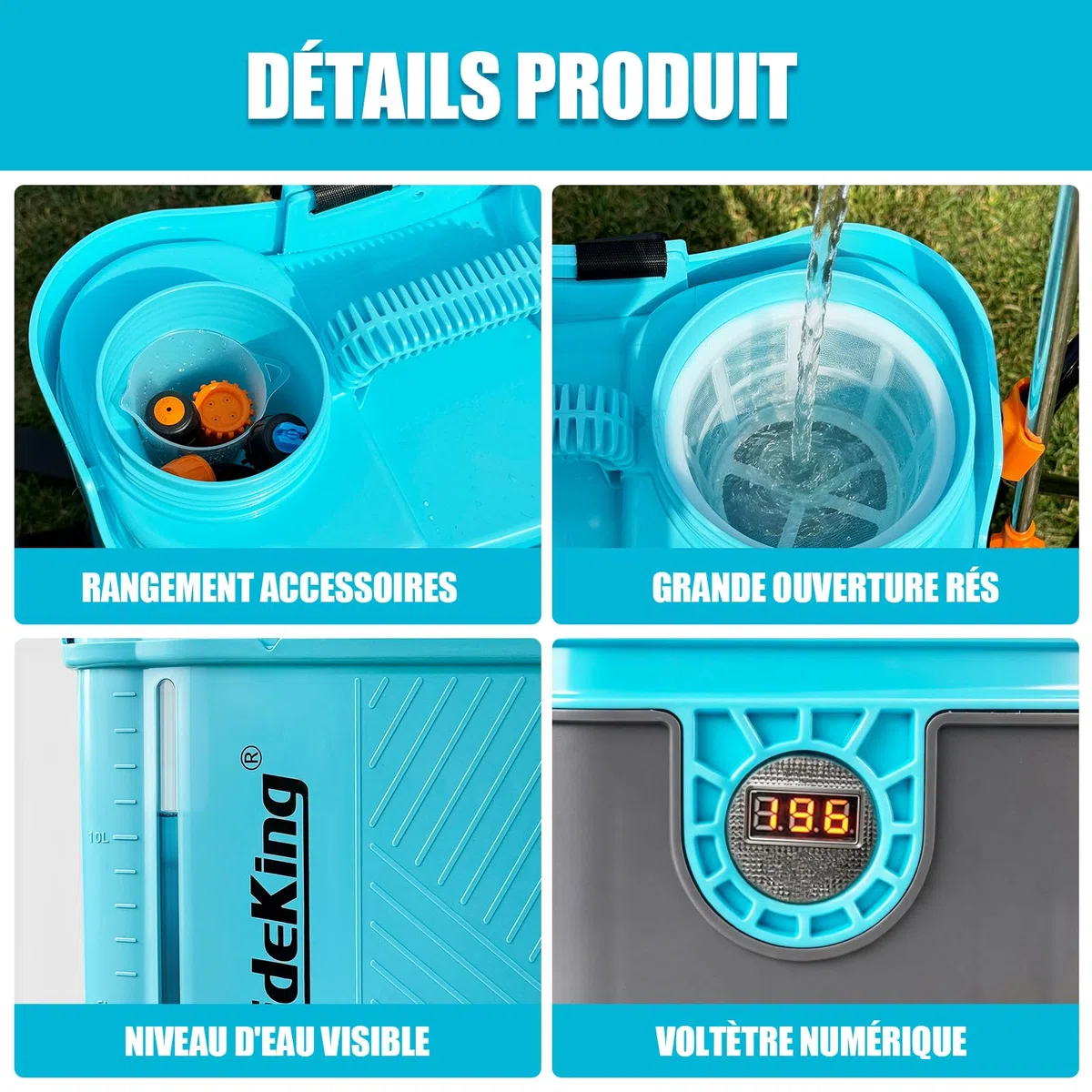 SideKing Pulvérisateur à Dos 16L, Pulvérisateur Électrique Compatible avec Makita 18V, Pression Réglable 7 Bar, Lance Télescopique, Soutien Lombaire, Pulvérisateur de Jardin pour Toiture & Terrasse