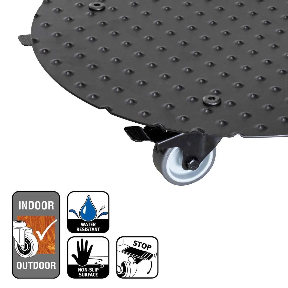 WAGNER Support à roulettes pour pot de fleur ALASKA BLACK Ø 38 x 7,5 cm I intérieur + extérieur I Roule pot en aluminum revêtu I 2 freins I Capacité de charge 150 kg I Made in Germany - 20700601