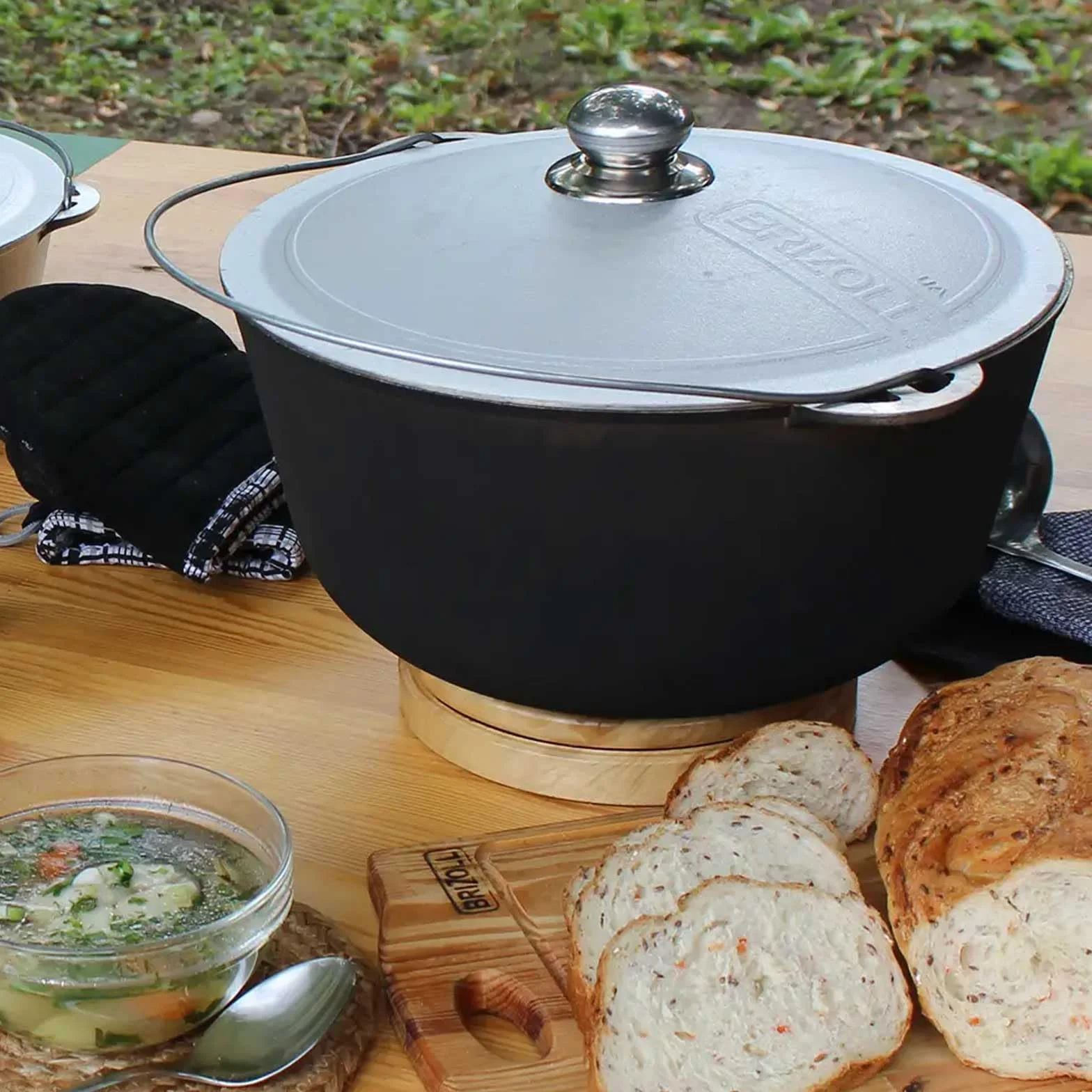 Kazan Marmite Pivotante en Aluminium 4 L Avec Anse et Couvercle en Fonte d'Aluminium - Tatarskij Cocotte Wok Asie Casserole Touristique