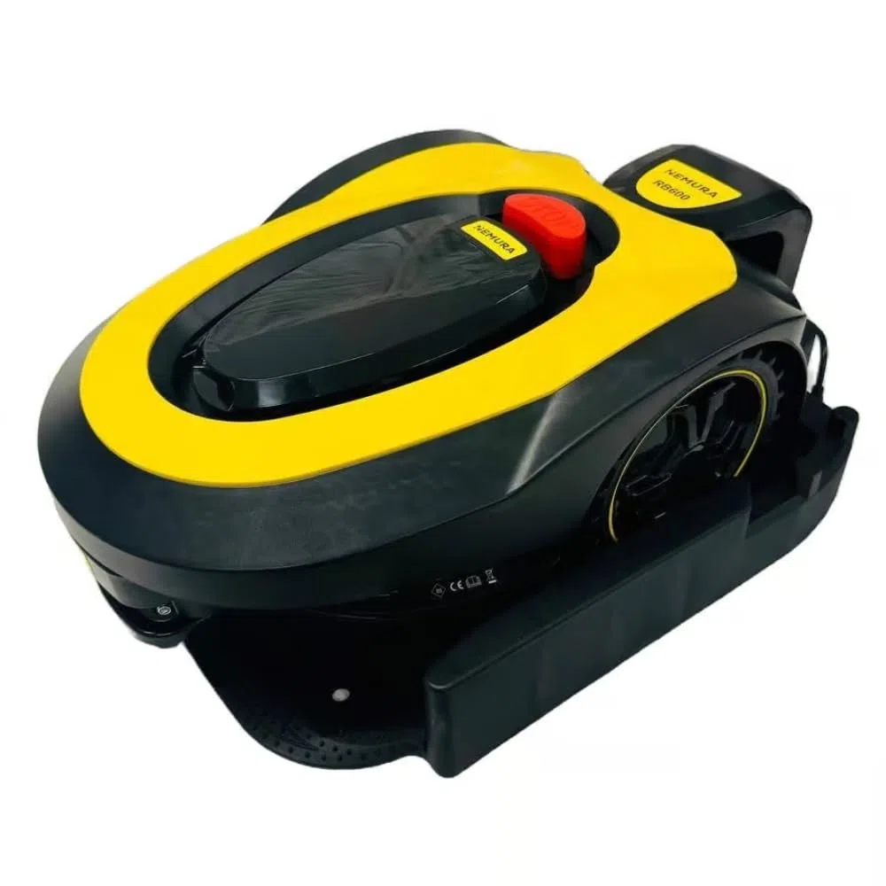 Nemura Robot Tondeuse 600 m2 - Coupe de 18cm avec Lames en Acier de Haute qualité - Réglable, Pratique et Ingénieux - Livré avec Cable, Piquet et Station de Chargeur