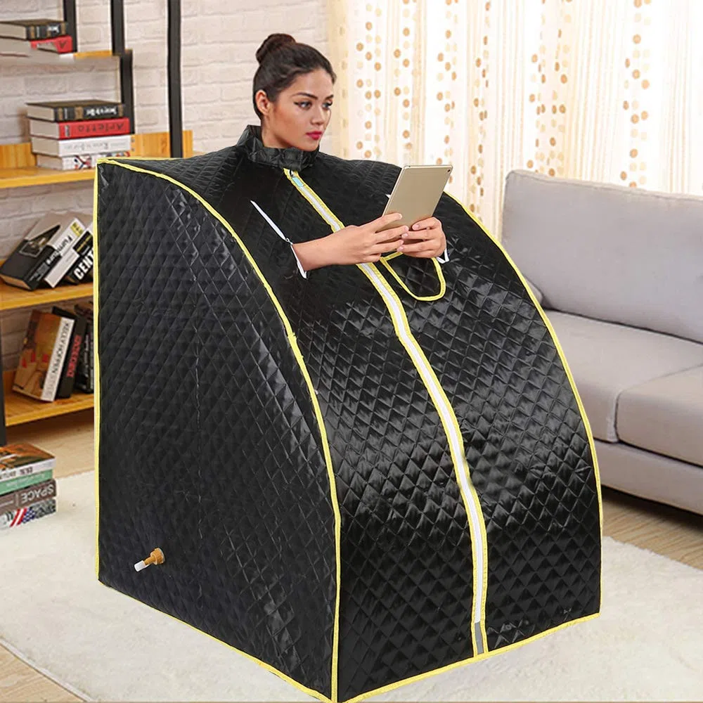 Sauna Portable, Mini Sauna à Vapeur, Cabine de Sauna Portatif pour une Personne, Peut Soulager la Fatigue, Perdre du Poids, Chronométrer et Réguler la Température à Distance (75 * 35 * 25cm noir)